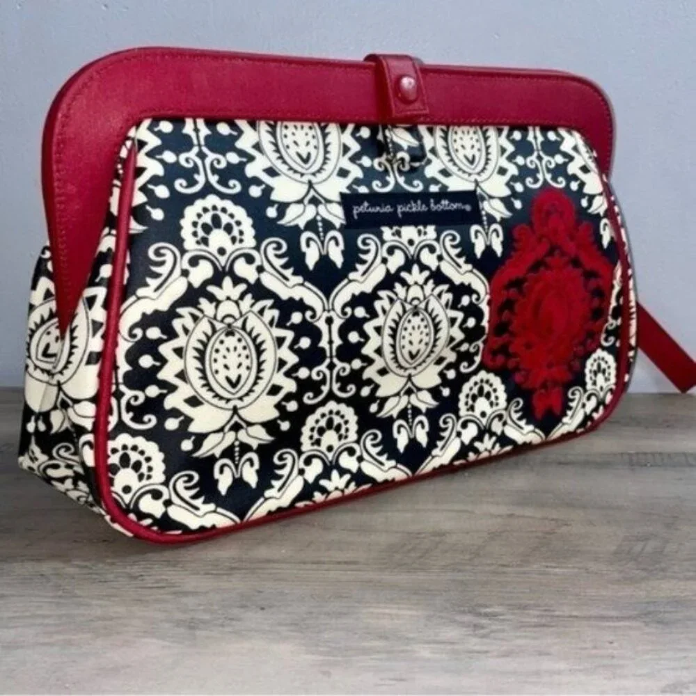 Petunia Pickle Bottom Frolicking In Fez Damask Diaper Bag Wristlet